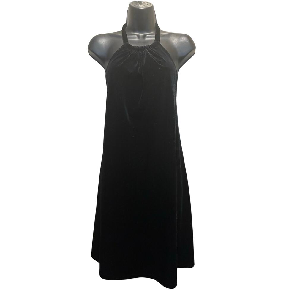 Bishop + Young Women's Small Velvet Black Halter Mini Shift Dress Goth